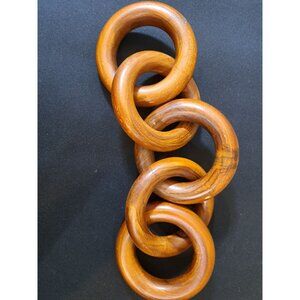 Oversized Teak  Wooden Chain Link Decor Hand Carved Mid Century Style